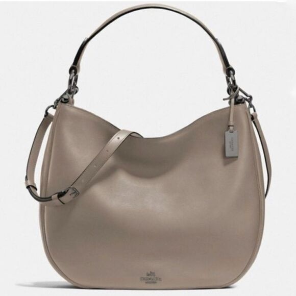 Coach Mae Nomad Taupe Leather Shoulder Bag Medium Women’s Hobo Purse Handbag - Picture 1 of 12